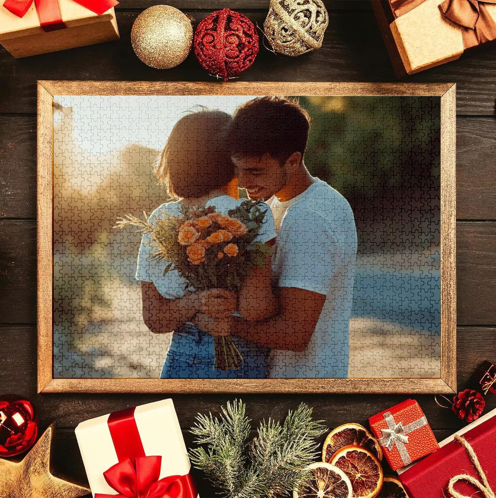 Puzzle Personalizado con Foto, Personalizada Rompecabezas Personalizado Diseña tu Logo Foto o Texto, Personalizado Navidad Halloween San Valentín Parejas Niños Familia Amigos h-3309