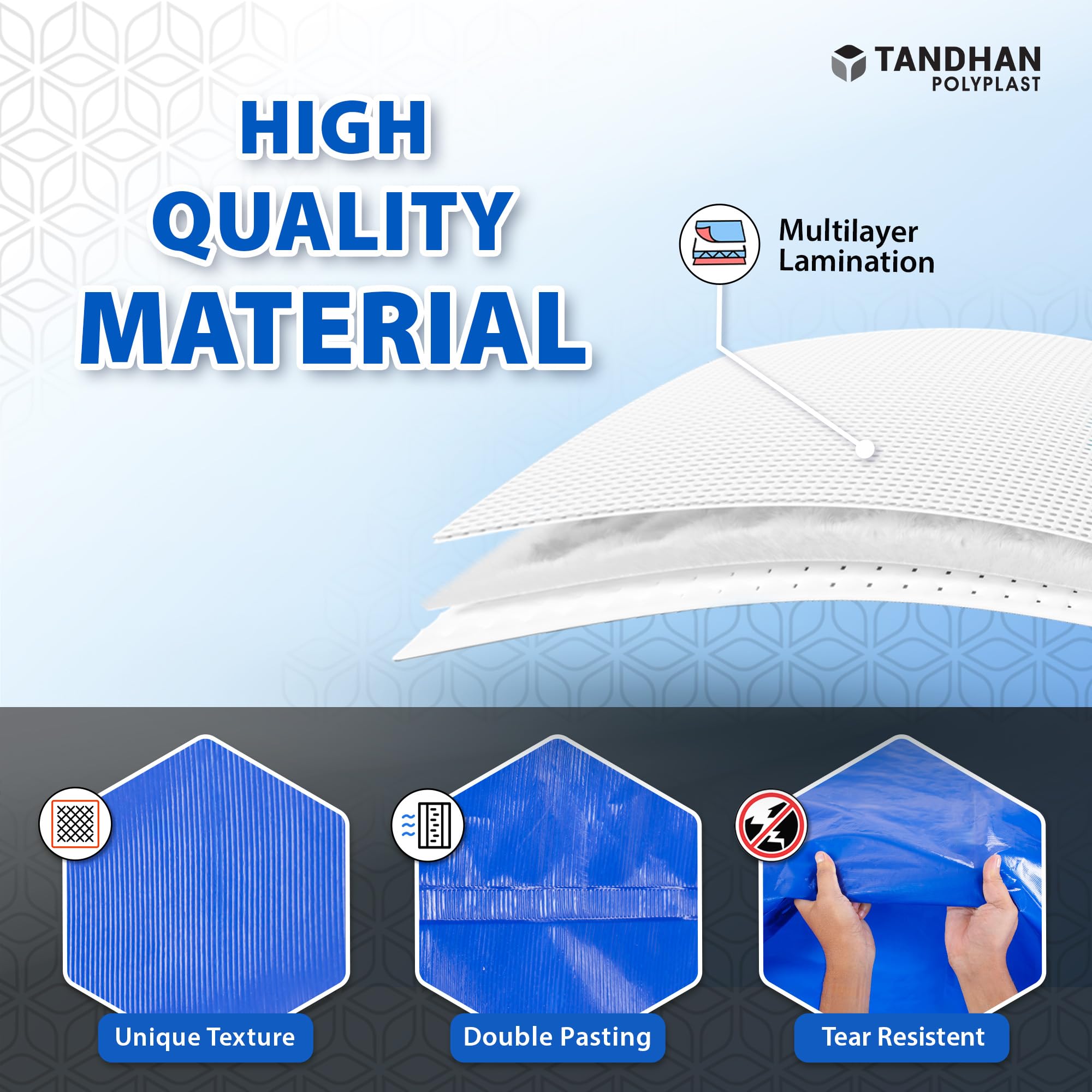 Ecoraksha Gold 120 GSM Blue Tarpaulin Sheet 6x6 Ft | Waterproof UV Resistant Rip-Stop Tirpal for Roofing, Agriculture, Camping & Cycle Cover | Thadpatti — Amazon image 3