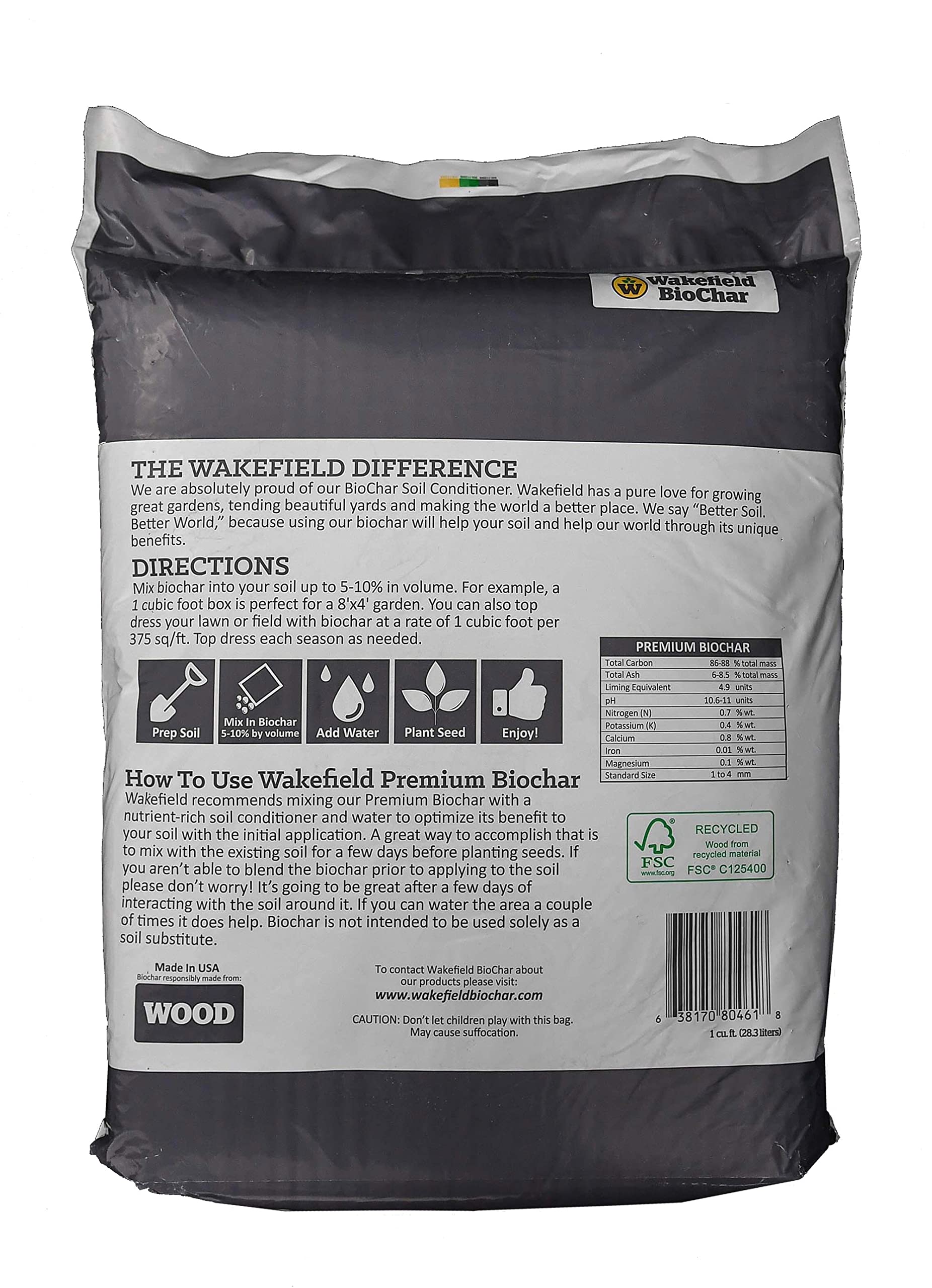 Wakefield BioChar Premium Garden Soil Conditioner (Activated Charcoal