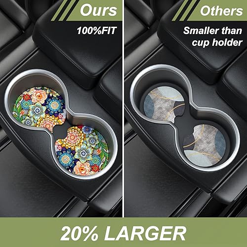 Miniatura 10 de Nipichsha Posavasos para automóvil, posavasos de automóvil para portavasos de automóvil, paquete de 2 posavasos antideslizantes, tapete de goma para