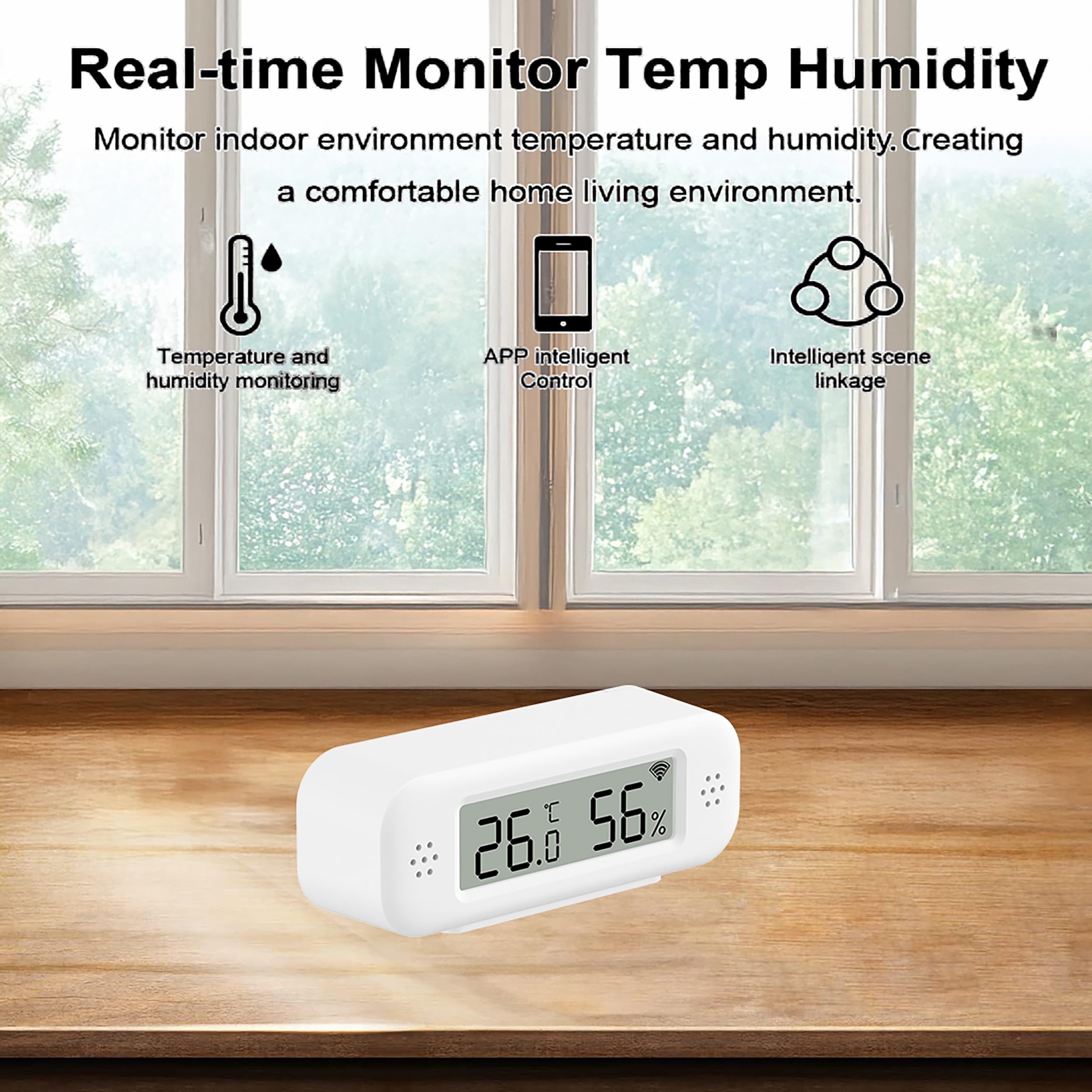 DIFCUL Wifi thermometer, hygrometer, mini-lcd-digitale thermometer, hygrometer voor binnen, ondersteuning van Alexa Google-assistent-waarschuwingen en gegevensopslag