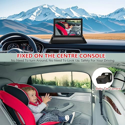Miniatura 2 de Cámara de coche para asiento trasero HD 720P Monitor de 4.3 pulgadas con visión nocturna, rotación de 360, ángulo de visión amplio de 150. Protege