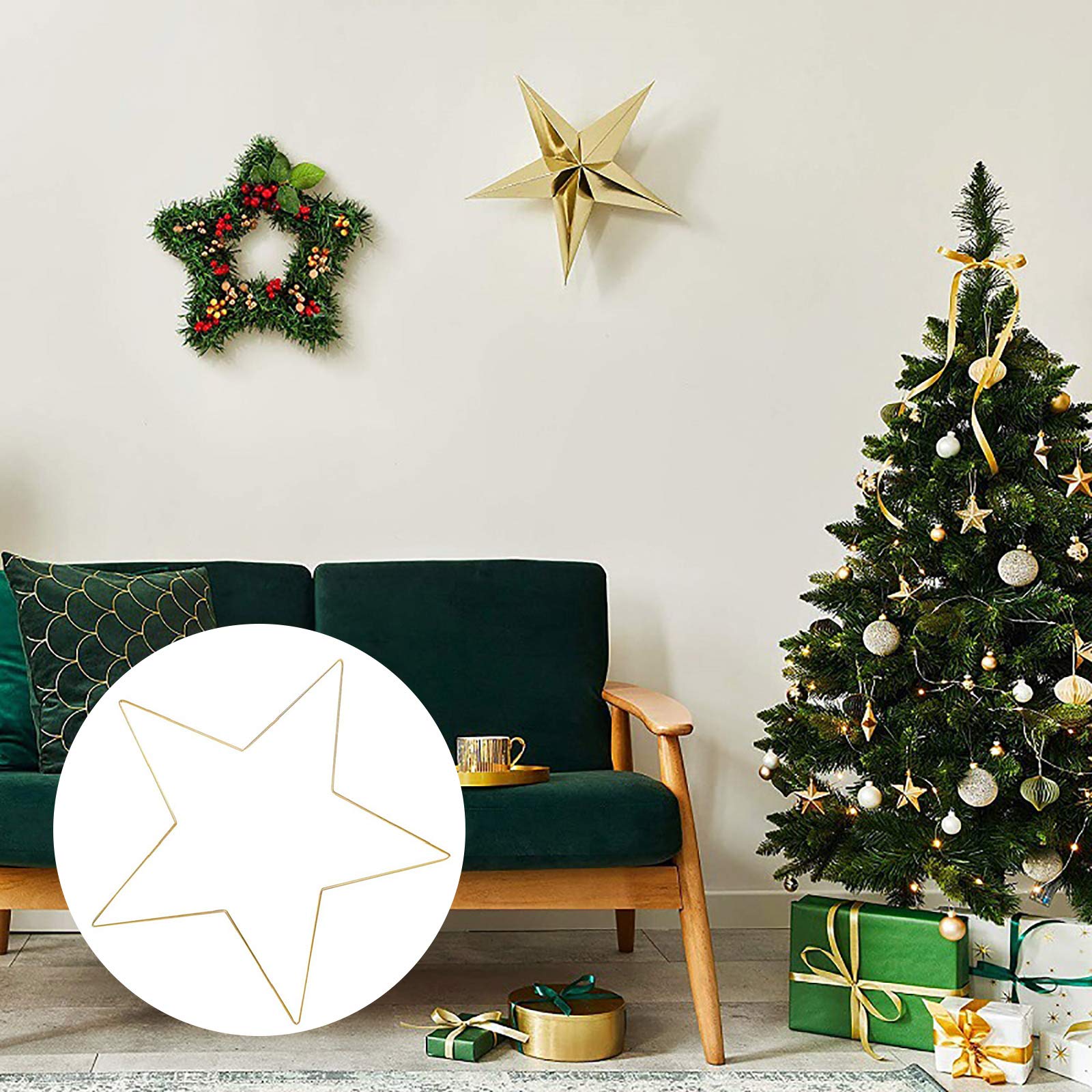 Lot De 5 Anneaux En Métal Avec étoile - Cadre En Métal - 20 Cm - Doré - Pour Bricolage - Attrape-rêves - Couronne De Mariage