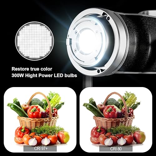 Miniatura 2 de GVM - Luz de video LED de 300 W, CRI 97+ 5600k, 91500