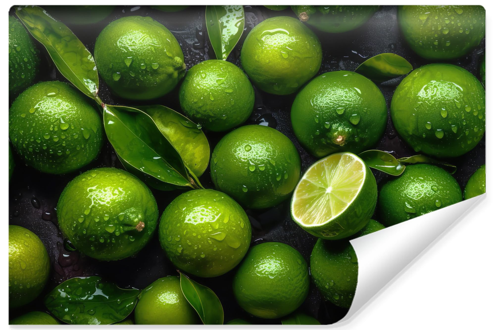 Muralo - 3D Non-Woven Wallpaper - Photo Wallpaper 3D Effect - Wallpaper for Living Room Bedroom - Photo Wallpaper - Juicy Lime Motif - Width 135 cm x Height 90 cm