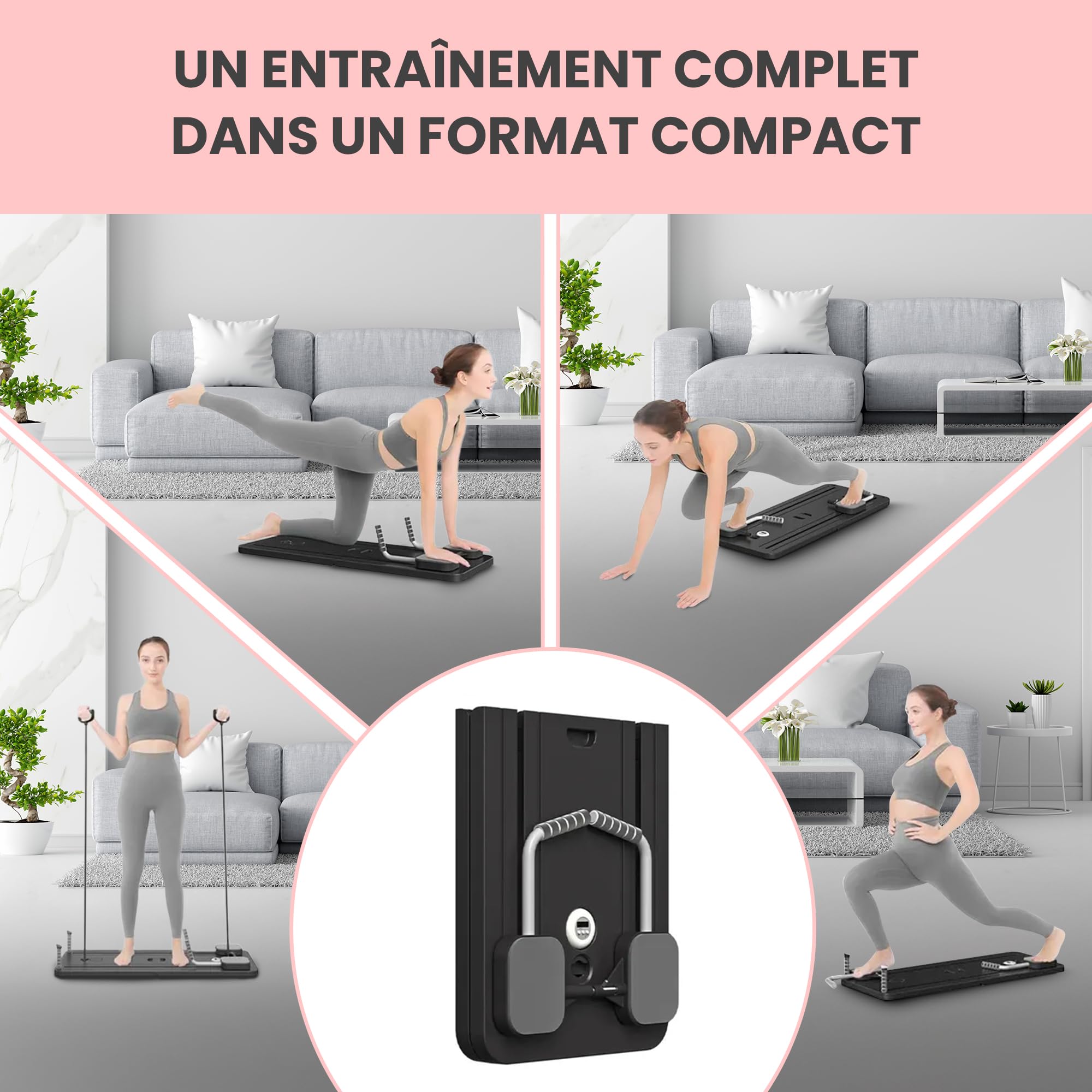 Extralink Pilates Reformer 6 en 1 Multifonctionnel Pliable Compact