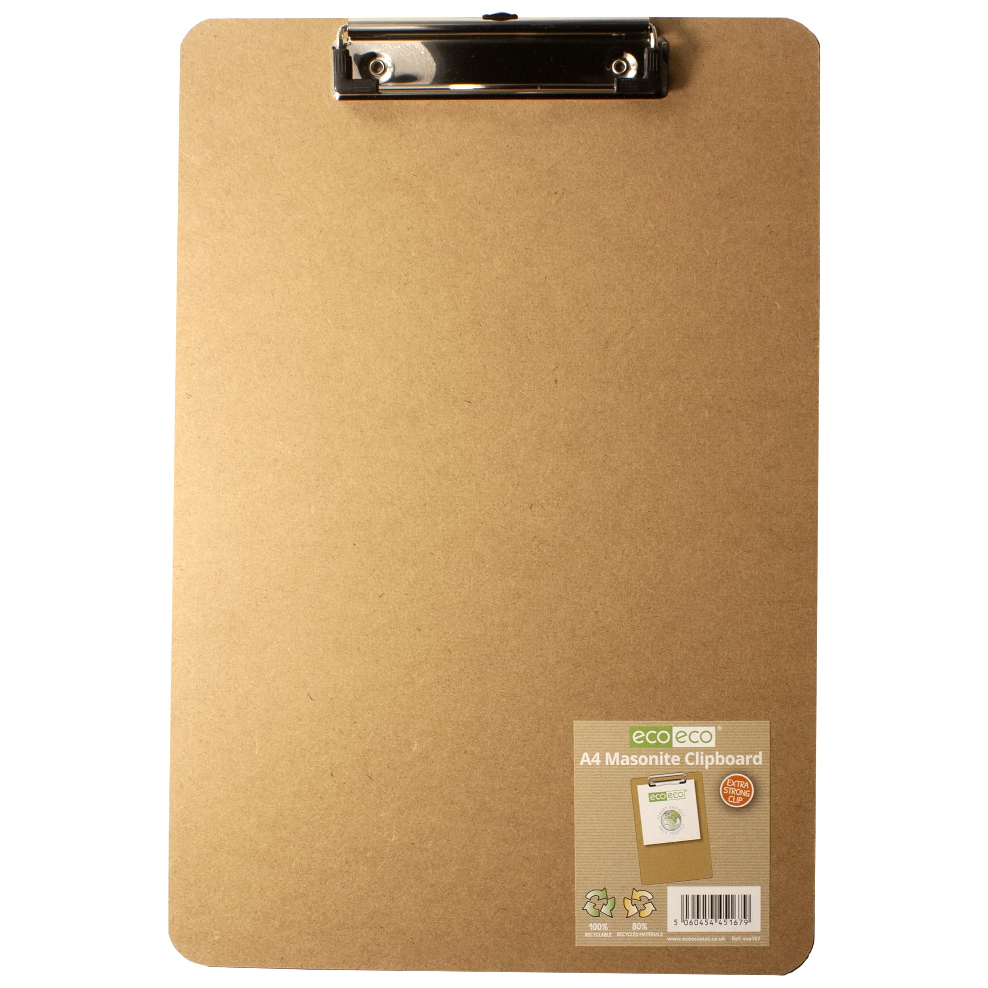 eco-eco A4 Masonite Strong Clipboard with Low Profile Metal Clip, eco167