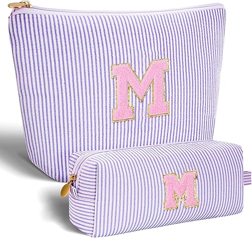 Miniatura 55 de Bolsa de maquillaje con iniciales personalizadas, bolsa de cosméticos, Lavanda, K