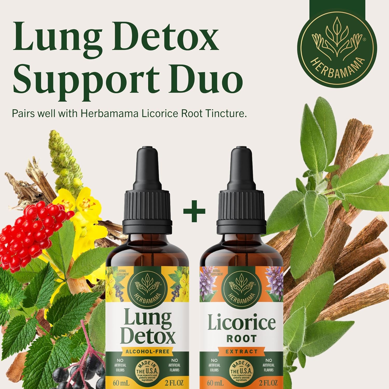 HERBAMAMA Herbal Lung Cleanse Drops with Mullein Leaf - Respiratory Lung Support Supplement with Stinging Nettle & Korean Red Ginseng Extract - Non-GMO, Alcohol & Sugar-Free Tincture, 28-Day Supply - Image 7