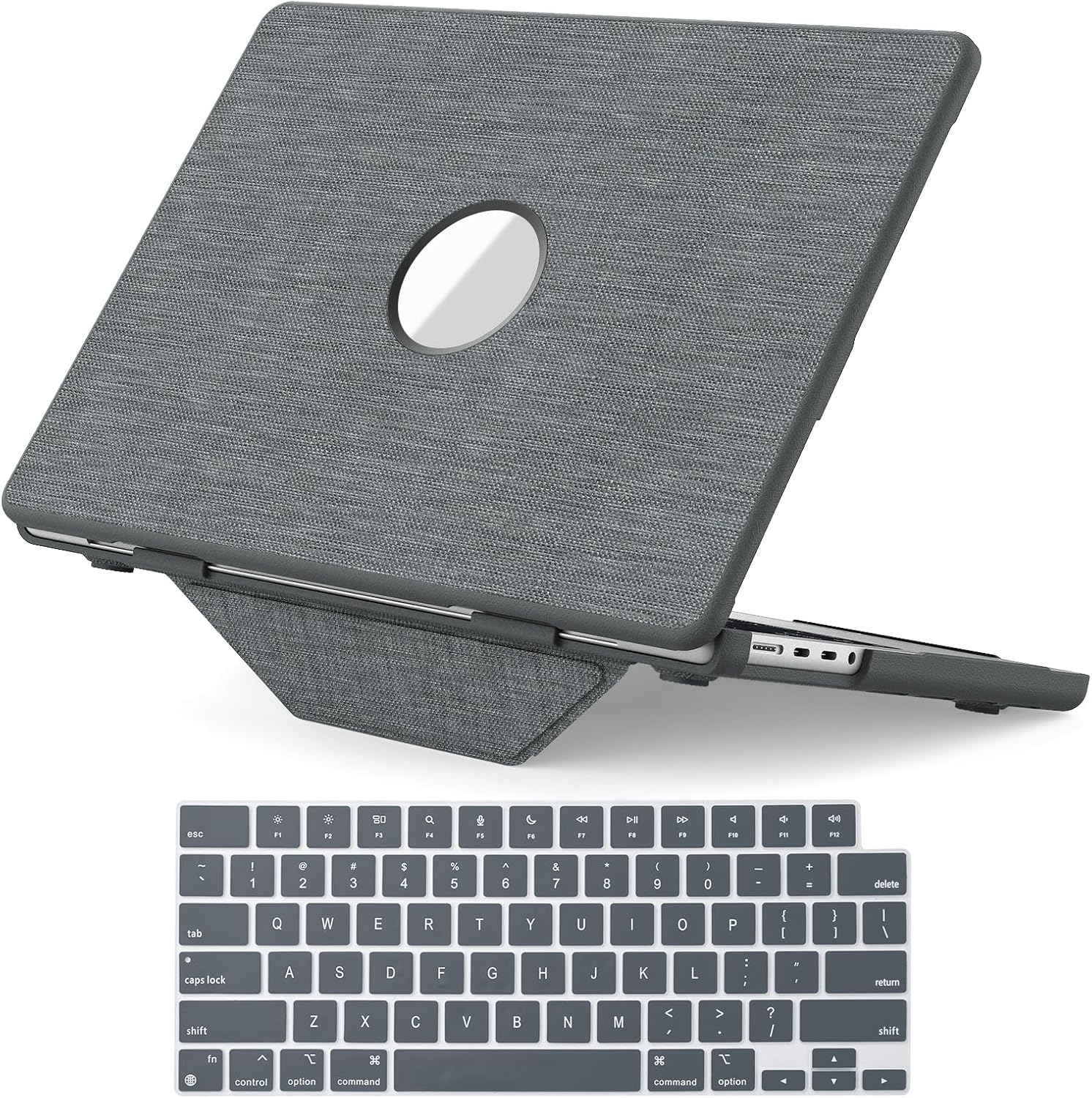Foldable Protective Case Compatible with MacBook Pro 14 inch Case 2024 2023 2021, Hard Shell Cover &Matching Color Keyboard Cover for (M4 M3 M2 M1) A3401 A3112 A2918 A2992 A2779 A2442 Gray