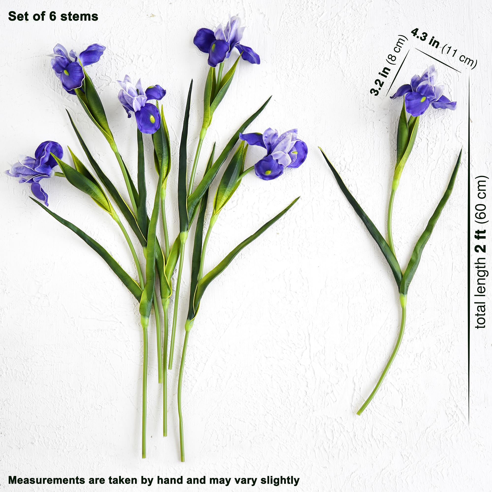 FiveSeasonStuff Künstliche Iris Blumen für Dekoration, Hochzeit, Braut, Zuhause, Küche, Party, Dekoration, 6 Lange Stiele (50 cm), echt aussehende Blumenarrangements, Violett