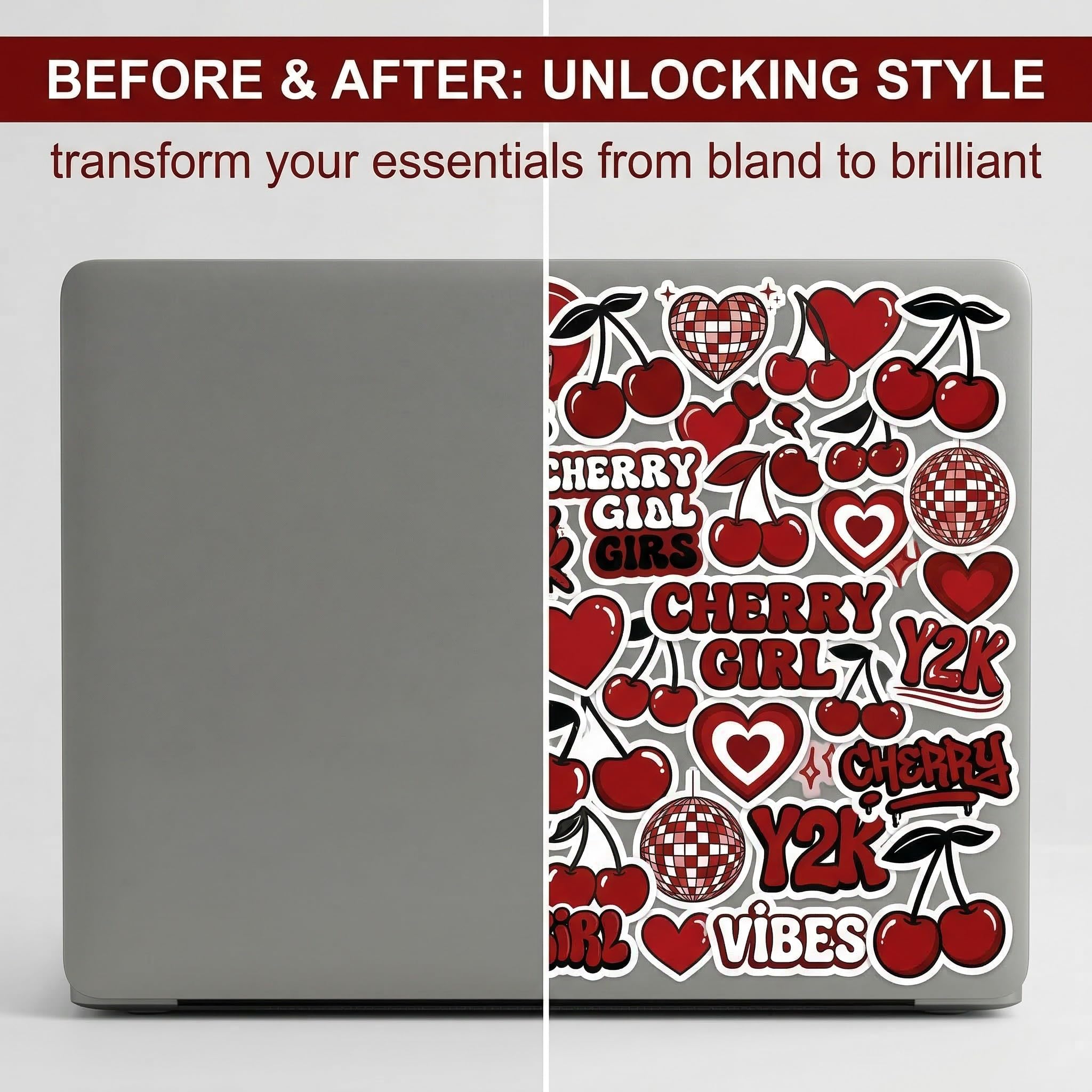 50 Pezzi Y2K adesivi stickers aesthetic eleganti adesivi per computer portatili bottiglie d'acqua moto e altro ancora design hip hop e graffiti per bambini e adulti（Rosso）