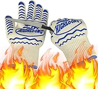 HIGHLOONG BBQ Gloves 2 Pack - 1472°F Extreme Heat Resistant Non-Slip Silicone Oven Mitts for Grilling, Baking, Cooking