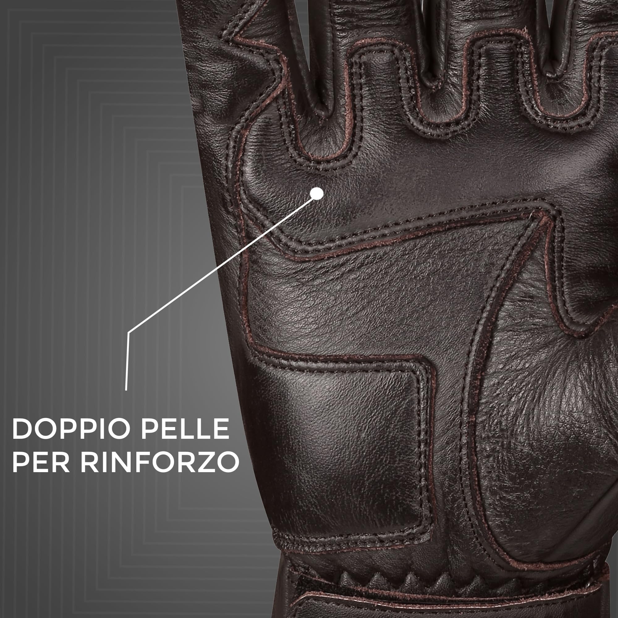STORM Guanti da Moto in Pelle Vintage per Uomo Estivi | Protezione Nocche, Touchscreen, Traspiranti, Regolabili, Per Motociclismo, Scooter, Motocross