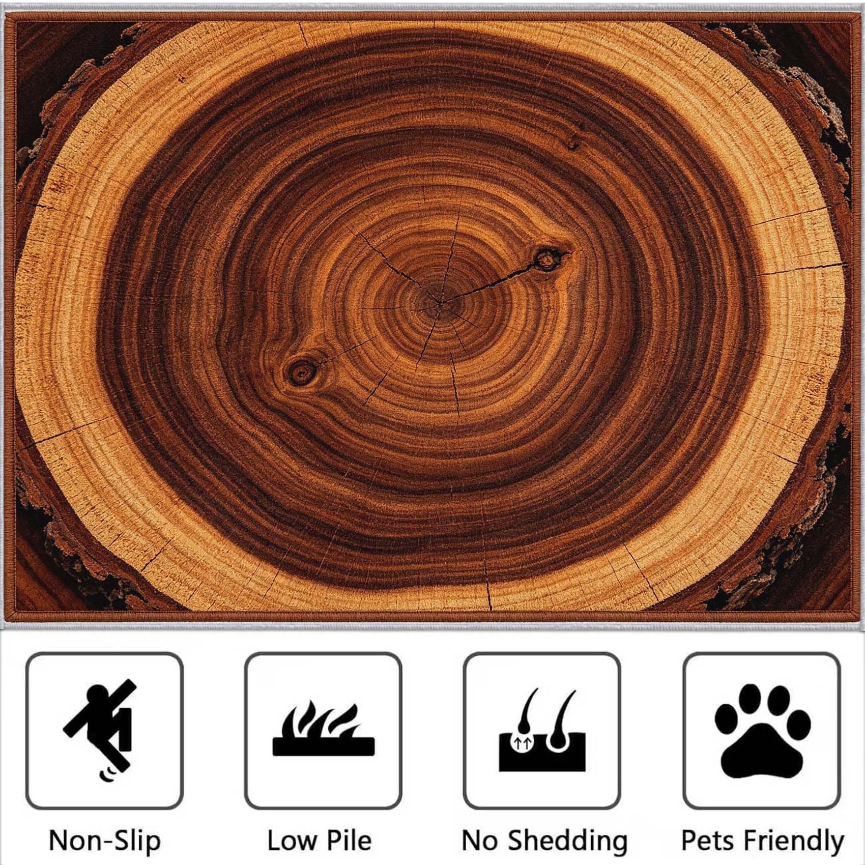 Tapis Salon 160x230cm Cernes des Arbres Impression HD 3D
