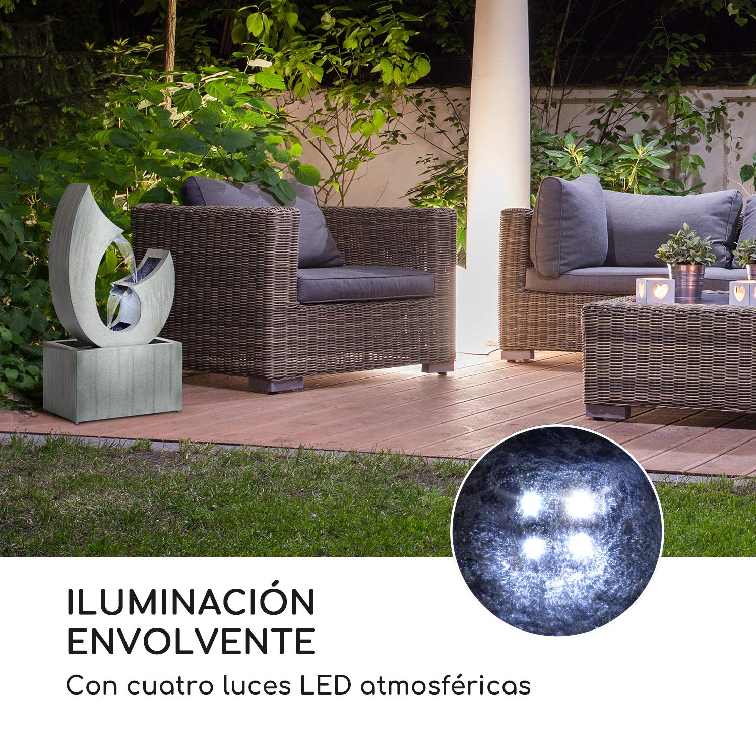 blumfeldt Trumpet Flow Fuente para Exterior e Interior - Circulación de Agua Concepto Loopflo, Bomba de 8 W, Certificado de protección IPX8, Metal zincado, Cable de 10 m Resiste la Intemperie