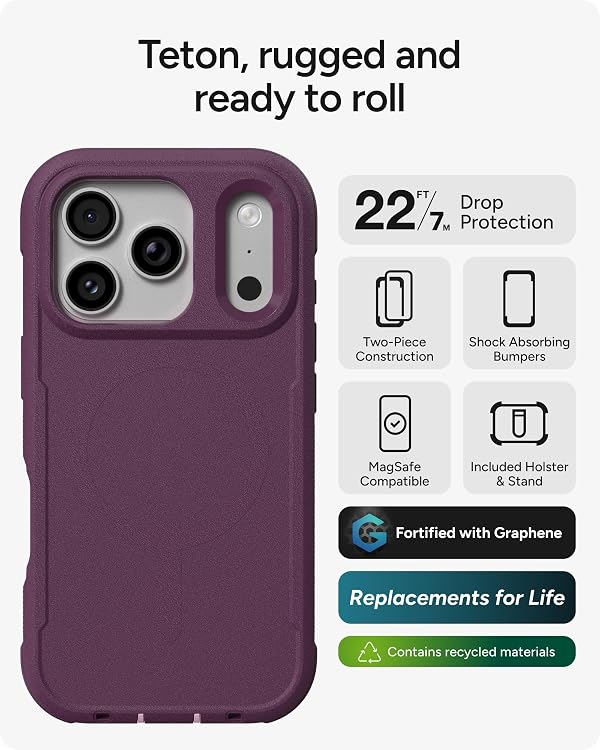 ZAGG Teton Phone Case with Stand for iPhone 18 Pro/ 17 Pro, Purple by ZAGG - Used condition - Image 2