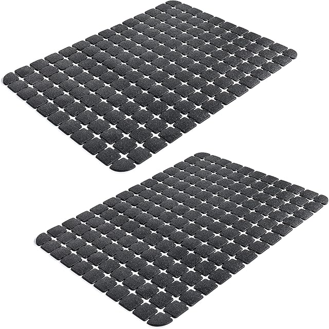 OTHWAY 2 Pack Sink Mats for Kitchen Sinks, 40x30cm Sink Protectors for Bottom of Kitchen Sink, Dishes and Glassware drain Mat (Black)