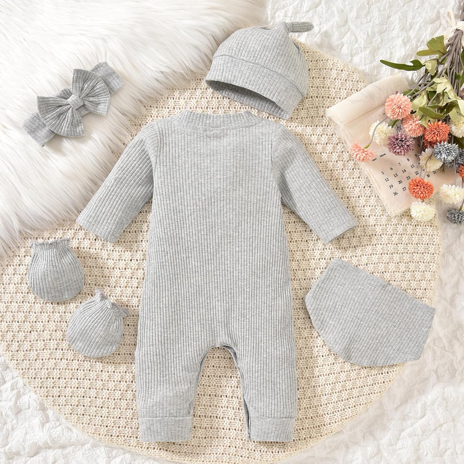 Aalizzwell Newborn Baby Ribbed Romper - Image 5