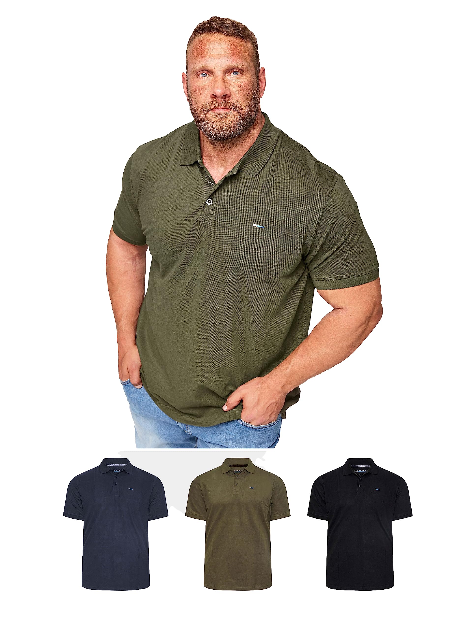 Badrhino 3 Pack Plain Polo Shirt - Multi