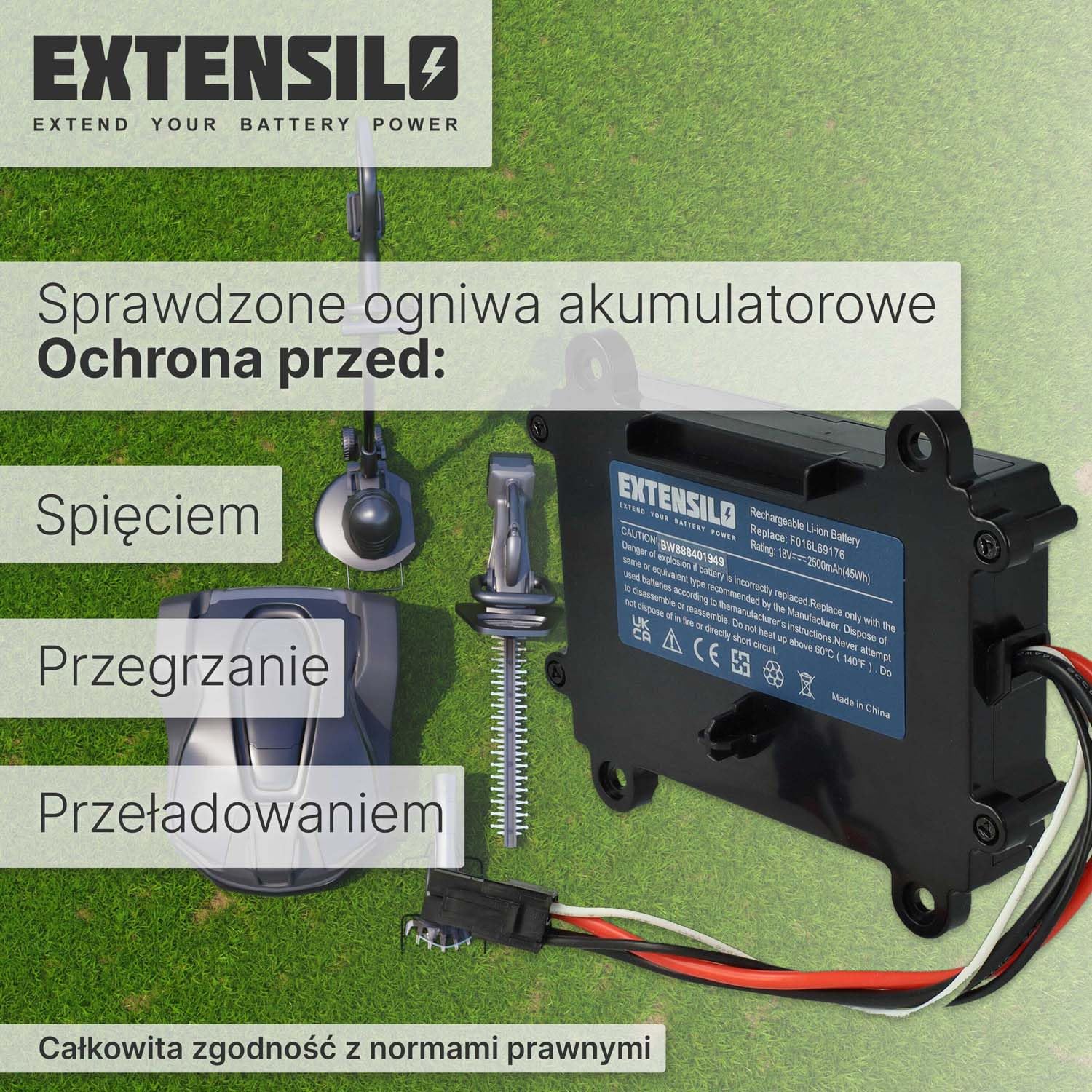 Akumulator kompatybilny z kosiarką Bosch Indego 350, M 700, 400 (2500 mAh 18 V litowo-jonowy)