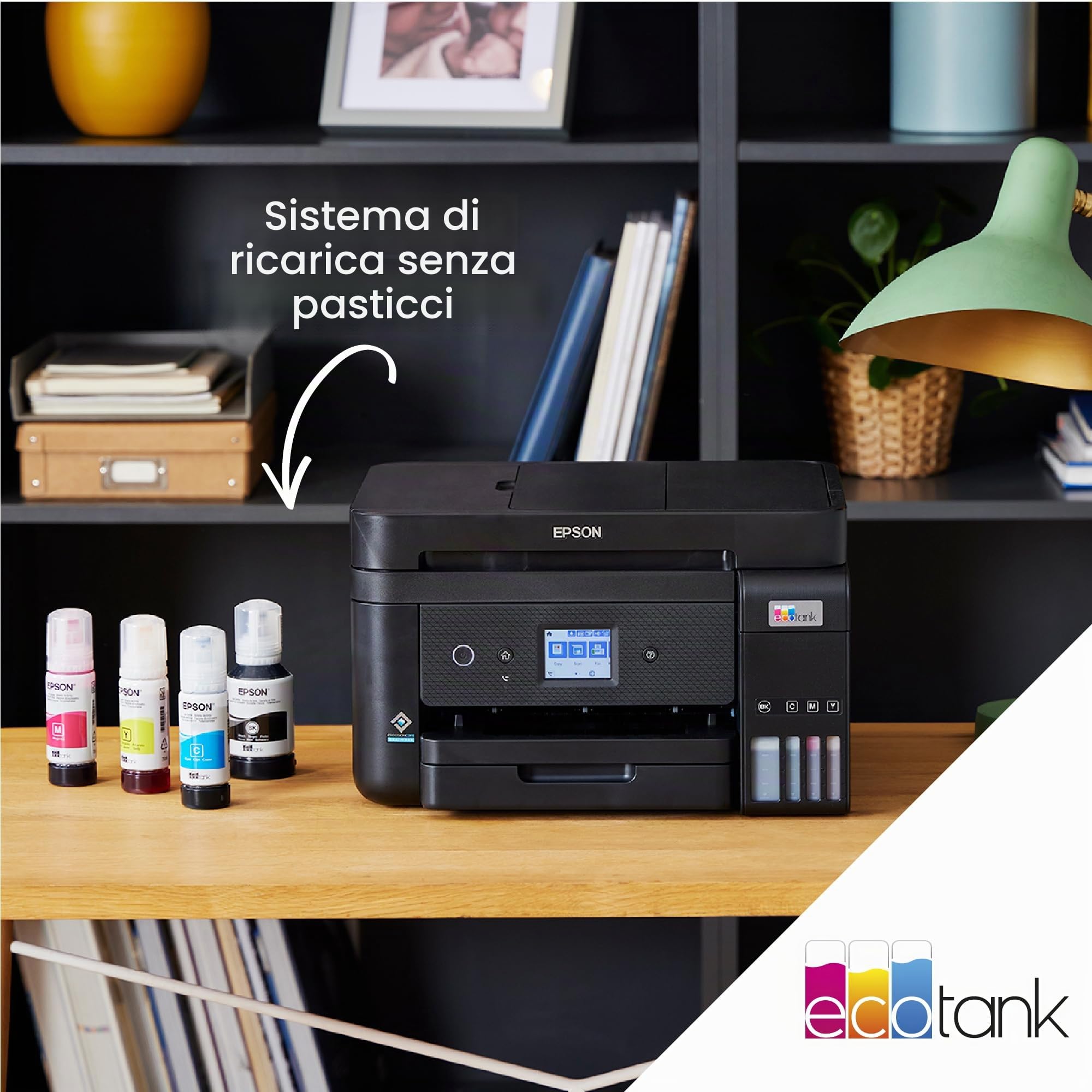 Epson EcoTank ET-3850 - Stampante multifunzione per serbatoi di inchiostro, Wi-Fi A4, con fino a 3 anni di inchiostro incluso