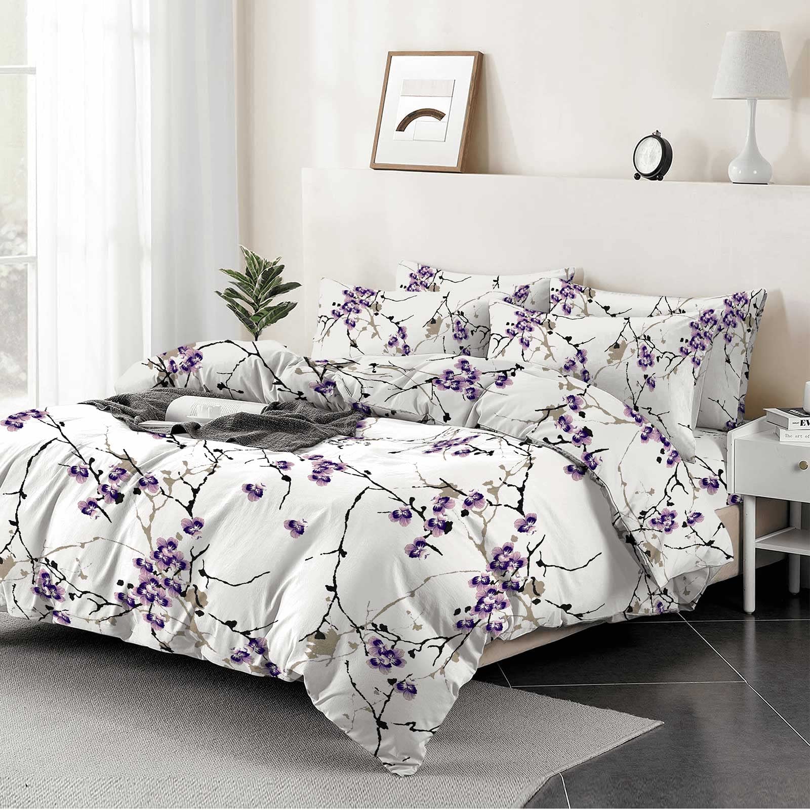 EverSoft Bedding 3Pcs Set 100% Egyptian Cotton Printed Duvet Cover & 2 Matching Pillowcase Pair 400 Thread Count Double Duvet Cover Set, Quilt Reversible Double Size Floral Bedding Set โ image 1