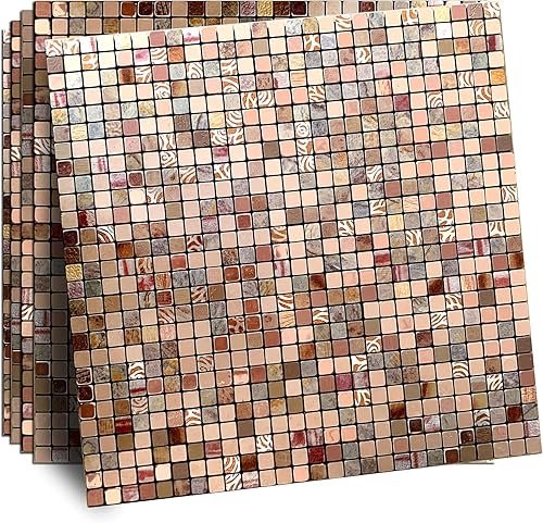 XUANINY Azulejos de protección contra salpicaduras para cocina, baño, chimenea, mosaico de aluminio metálico autoadhesivo (11.81 x 11.81 pulgadas)