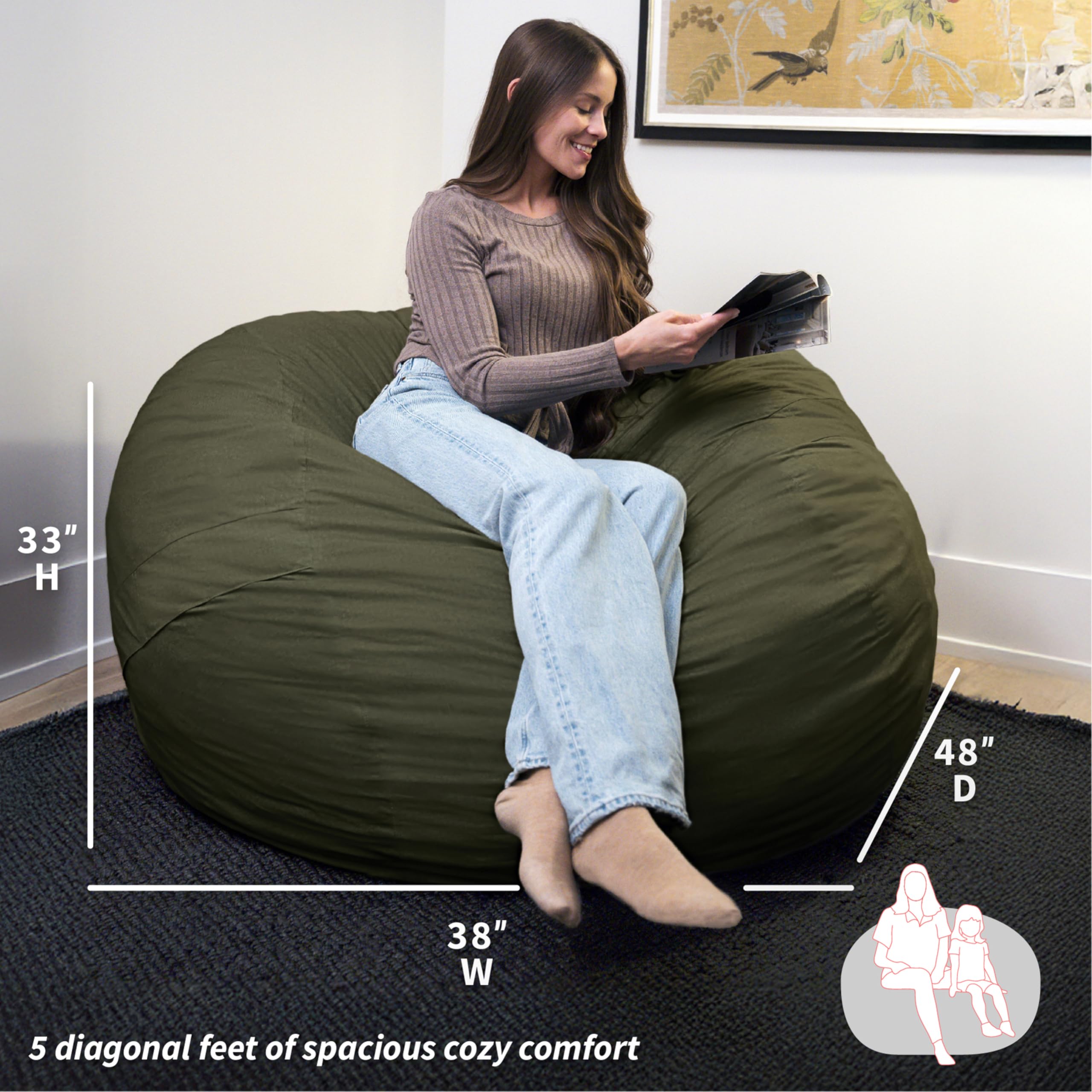 Amazon.com: Big Joe Fuf 5Ft Oversized Foam Bean Bag Chair with