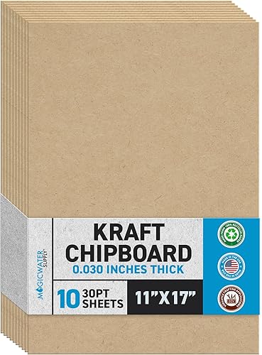 MagicWater - Hoja de aglomerado para proyectos de bricolaje, 11 x 17 pulgadas, paquete de 10 unidades, 30 puntos, cartón kraft resistente (0.030