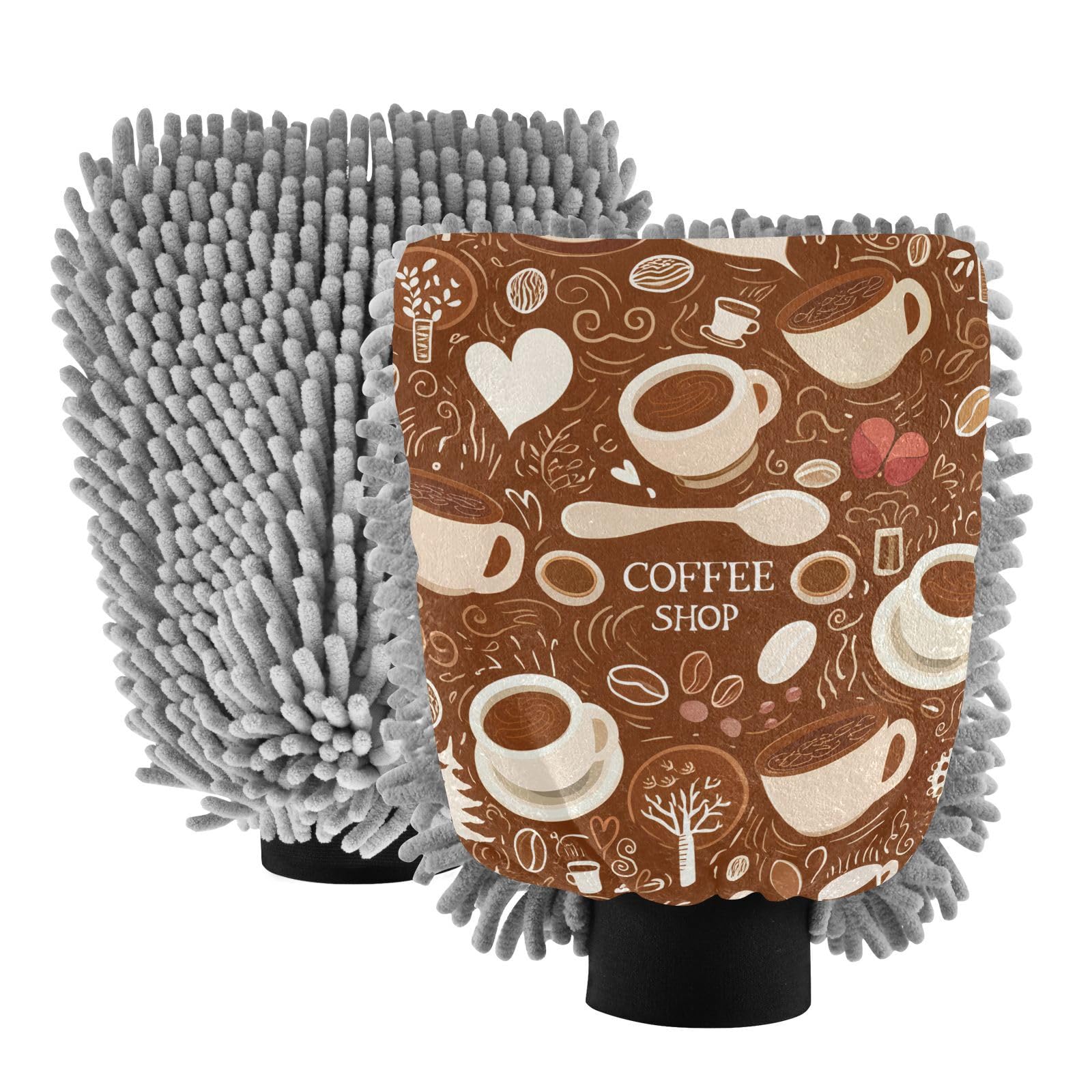 Hezely Coffee Cup Cozy Car Wash Mitt, 2PK Scratch Free Lint-Free for Car Washing and Detailing