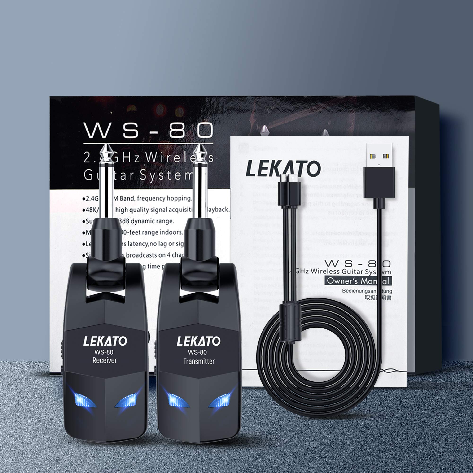 LEKATO 2.4GHz Wireless Guitar System With 8 Hours Runtime Guitar