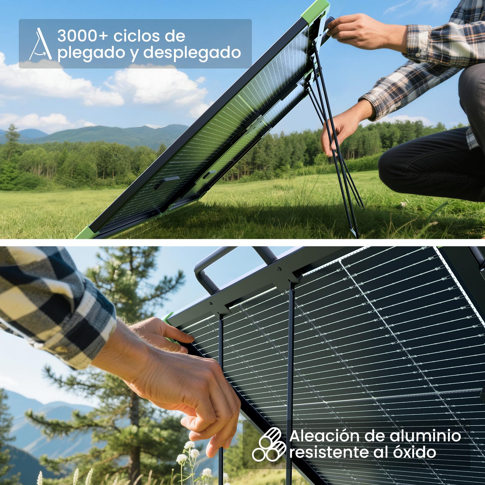 Panel Solar Portátil 100W Bifacial, Callsun 21.8V Plegable Monocristalino Módulo Solar, N-Type 16BB, Células Solares de 182 mm,Ideal para Generador Solar, Camping, Pesca, Senderismo y Caravaning