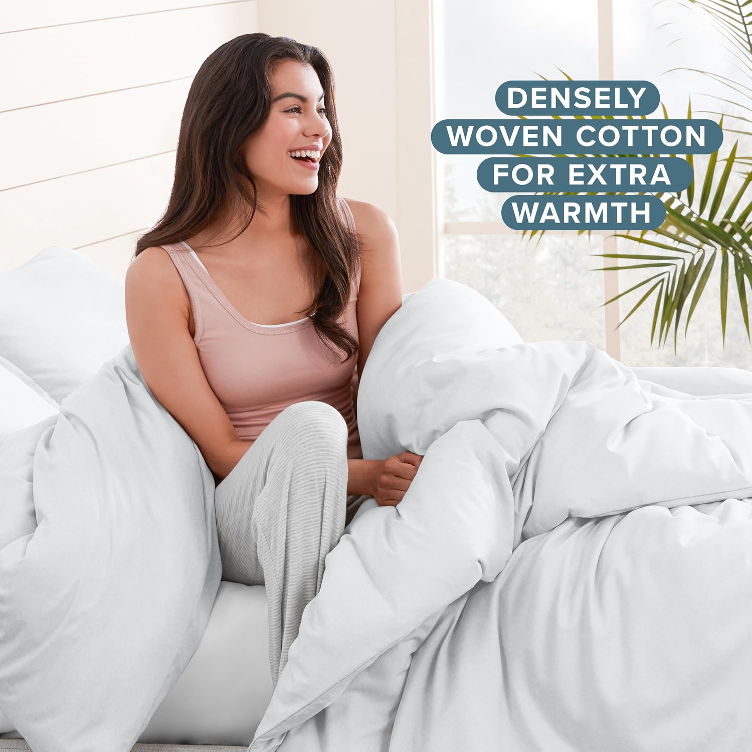Bare Home Flannel Duvet Cover Set - Extra Long - 100% Cotton, Velvety Soft Heavyweight Premium Flannel, Double Brushed - Includes Sham Pillow Covers (Twin/Twin XL, White)