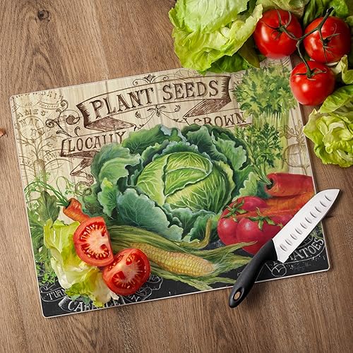 Miniatura 6 de CounterArt Our Farm - Tabla de cortar decorativa de vidrio templado tolerante al calor 0118in 15 x 12 pulgadas fabricada en los Estados Unidos apta