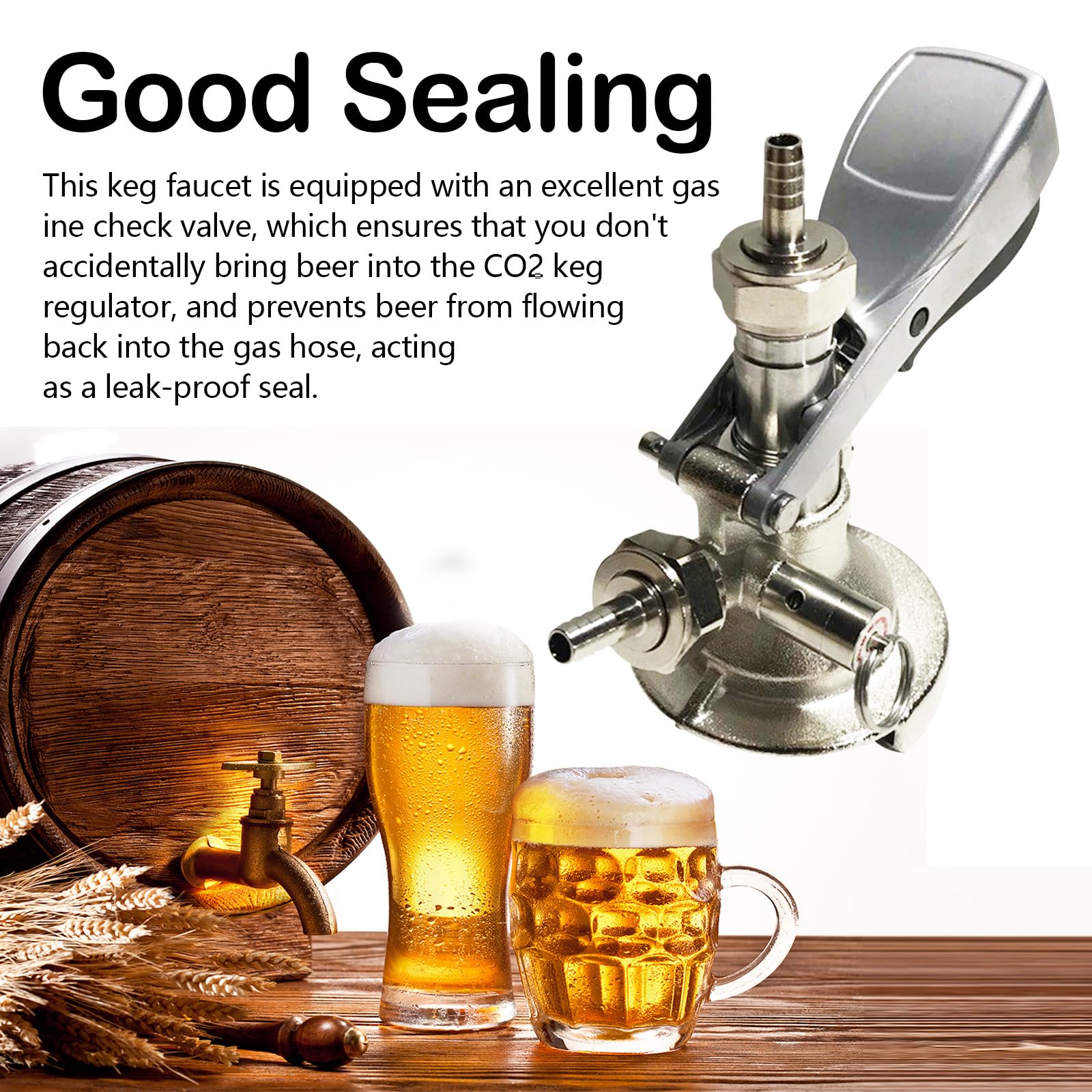Rubinetto a testa cilindrica G5/8 filettatura 304 in acciaio inox per birra, rubinetti per birra, barili di birra, ideale per bar, ristoranti e riunioni di famiglia per birra e vino