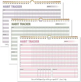 Calendário de monitoramento de hábitos, diário semanal de metas e hábitos, planejador de hábitos sem data de 12 meses com encadernação espiral, ferramenta de aumento de produtividade e calendário de
