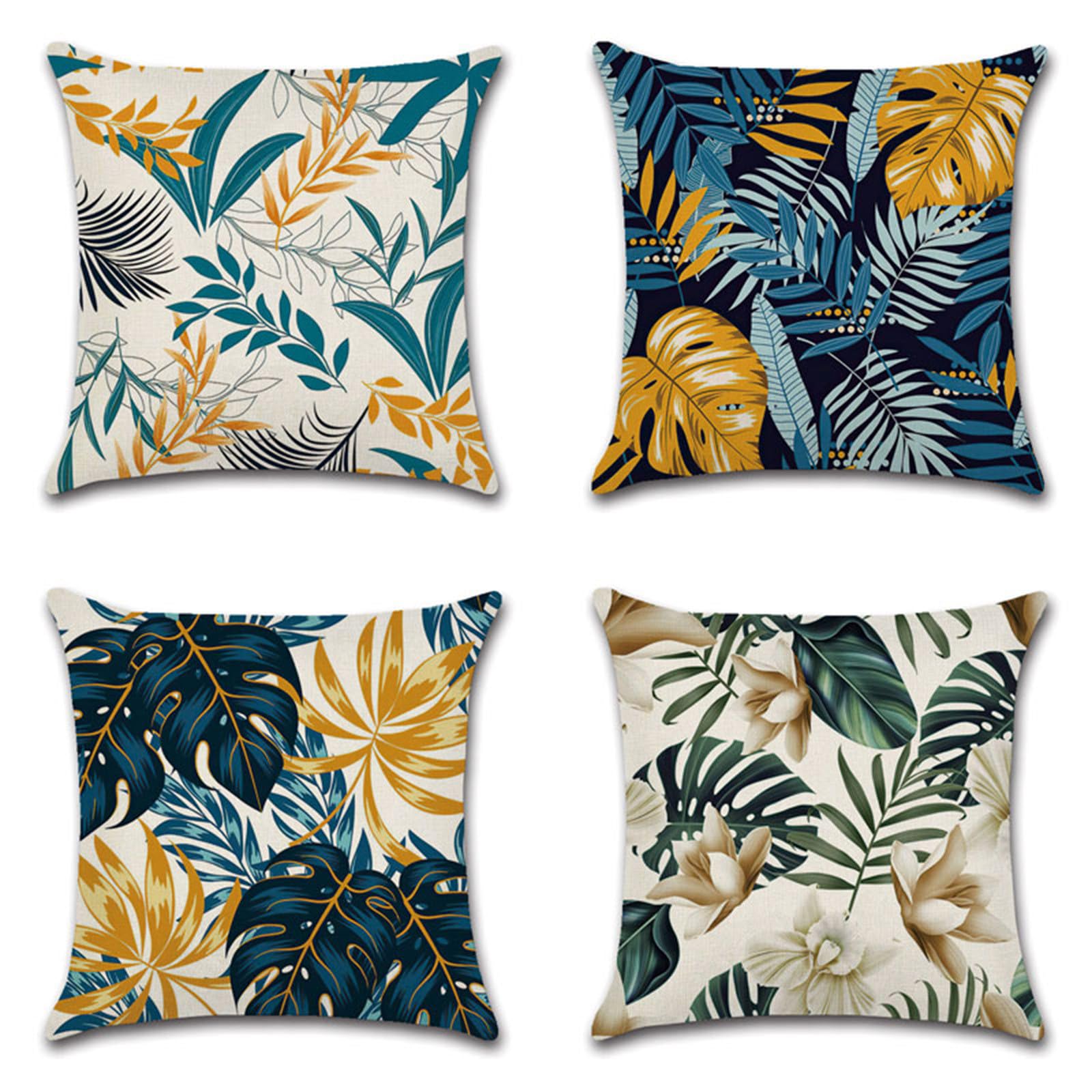 Housses de coussin 55x55cm bleu jaune pour embellir votre canape de salon et jardin