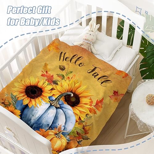 Miniatura 4 de Neatee Living Manta decorativa de otoño para bebé, manta para mascotas, color naranja, Acción de Gracias, calabaza, girasol, para cuna, bebé,
