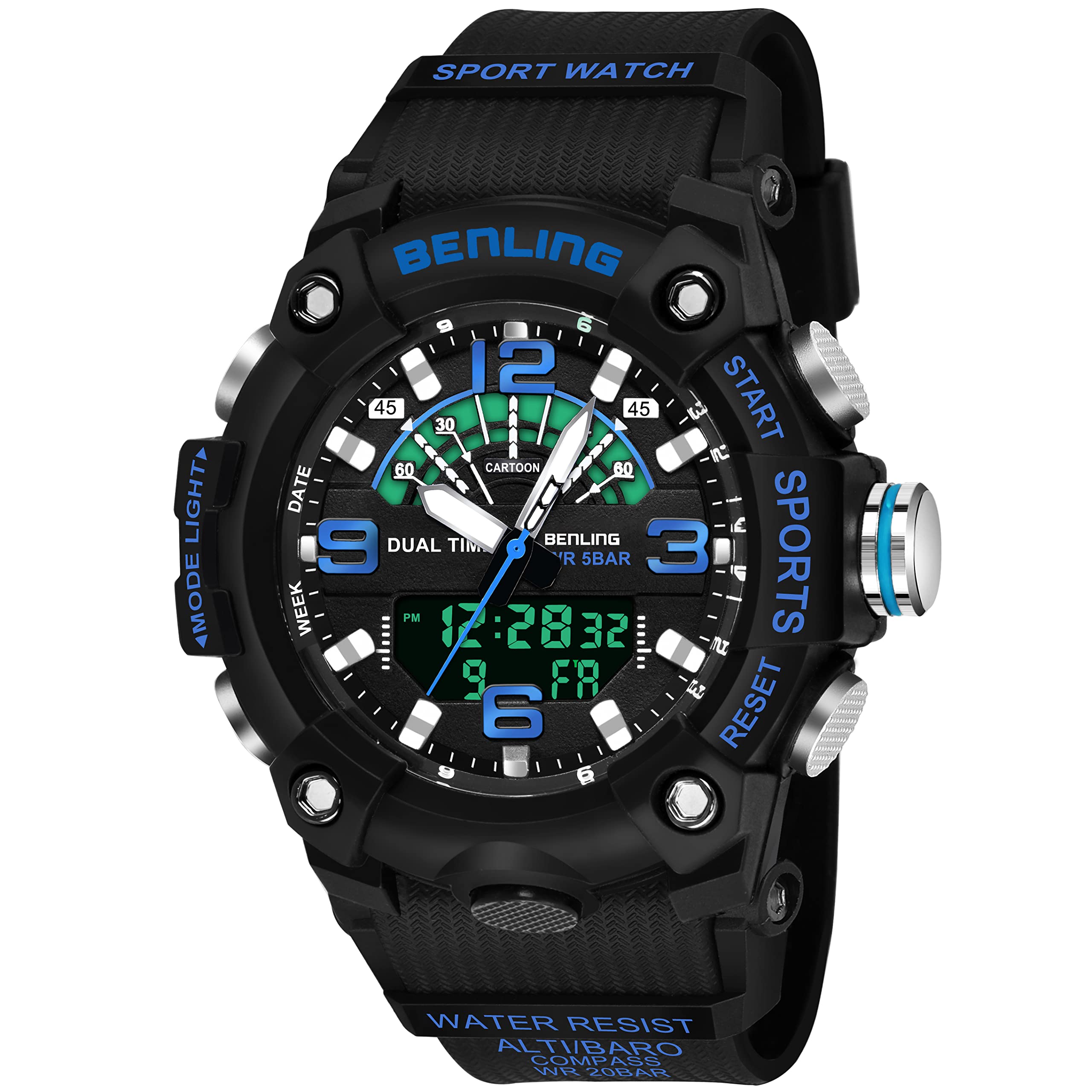 Benling 6008 Analog Digital Multifunctional Watch for Boys Mens, Alarm, EL Luminous Backlight, Water Resistant Upto 30 Meters, Casual Daily Use - Blue (B0BRNZYRQ2) Amazon Price History, Amazon Price Tracker