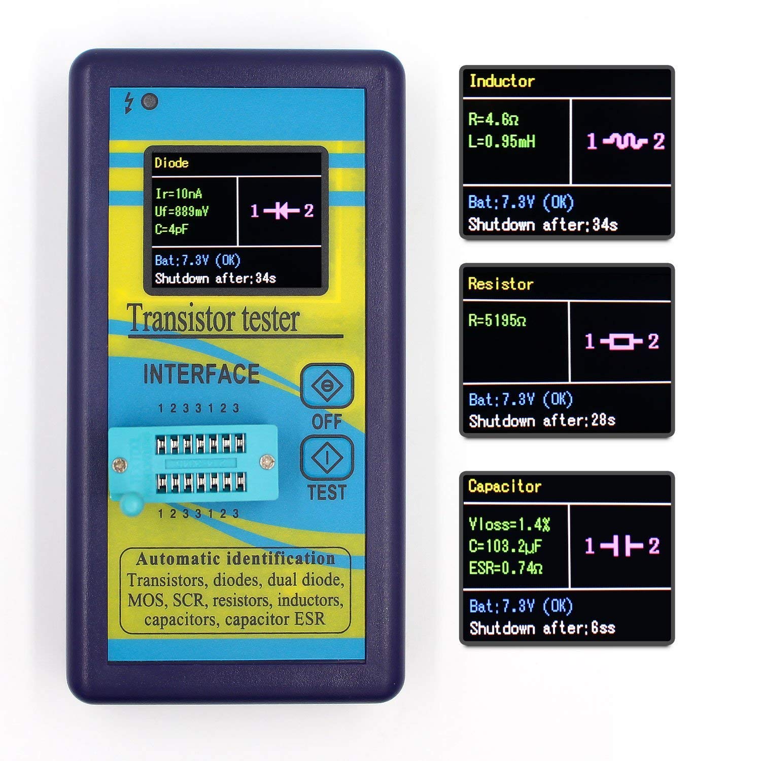 Buy Mosfet Transistor Capacitor Tester, Mega328 NPN/PNP Transistor