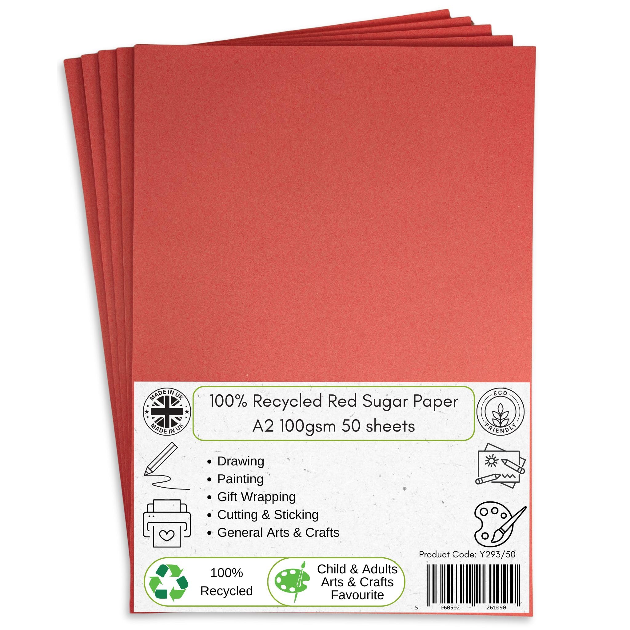 Be Creative Red A2 Recycled Sugar Paper 100 Gsm 50 Sheets By Bcreative ®