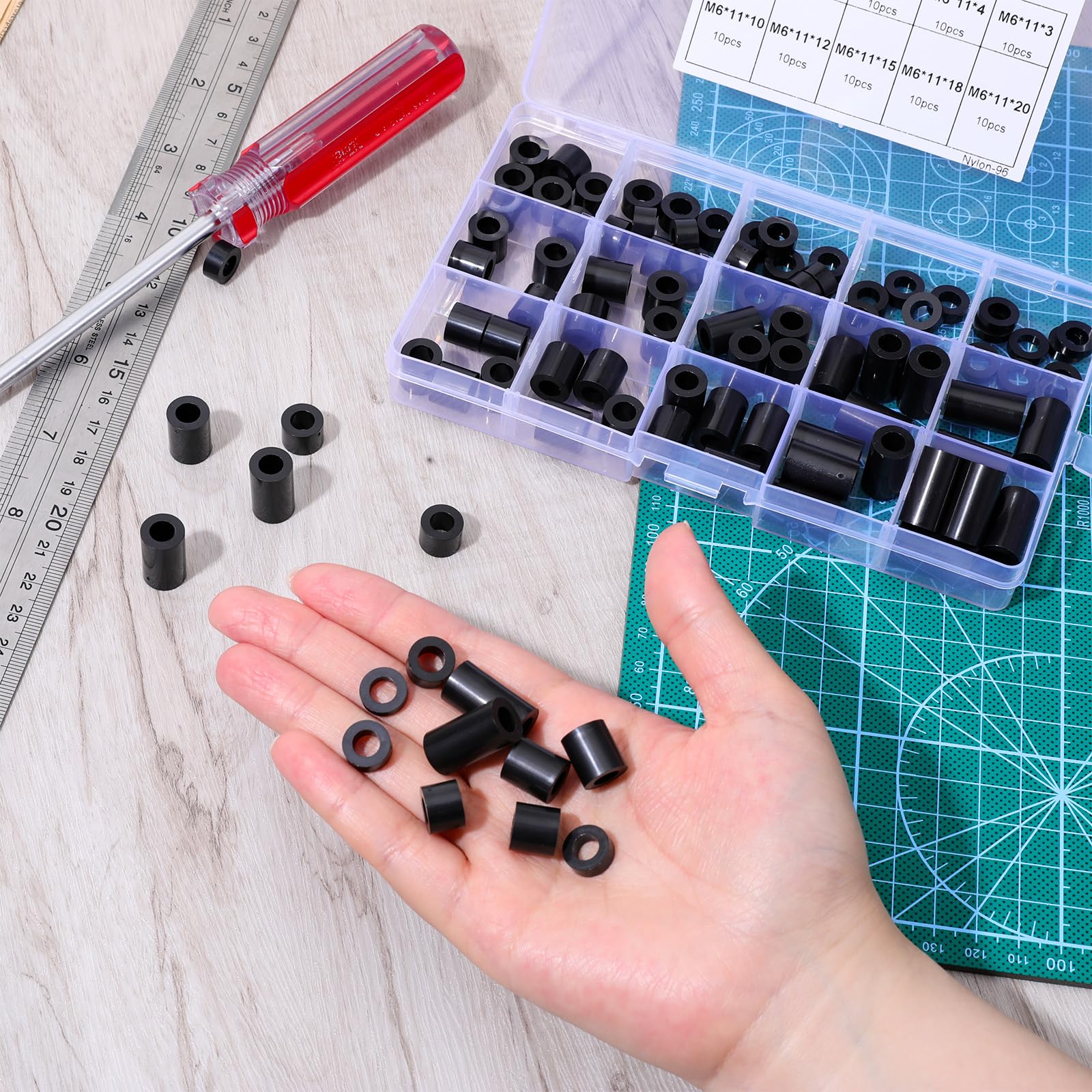 Schwarze Nylon Abstandshalter und Schrauben 260 Stück kompatibel mit für M3 Sy