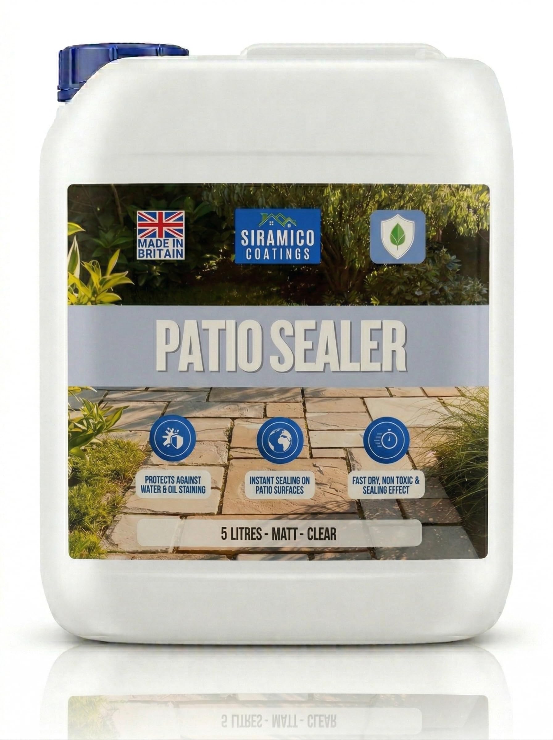 Siramico Coatings Patio Sealer I 5 litres I Matt Finish Patio & Paving Sealer for Indian Sandstone, Concrete, Brick & Block Paving I Waterproof, Stain Resistant, Outdoor & Indoor Floor Sealant