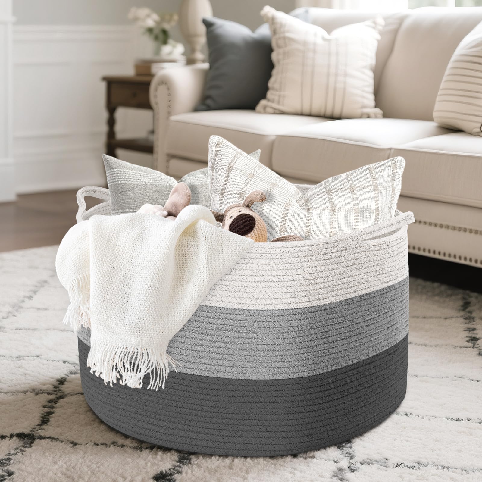 Maliton Laundry Basket, Large Blanket Basket for Toys & Clothes, 55x35cm 68L Foldable Hols Shape Wel - Image 2