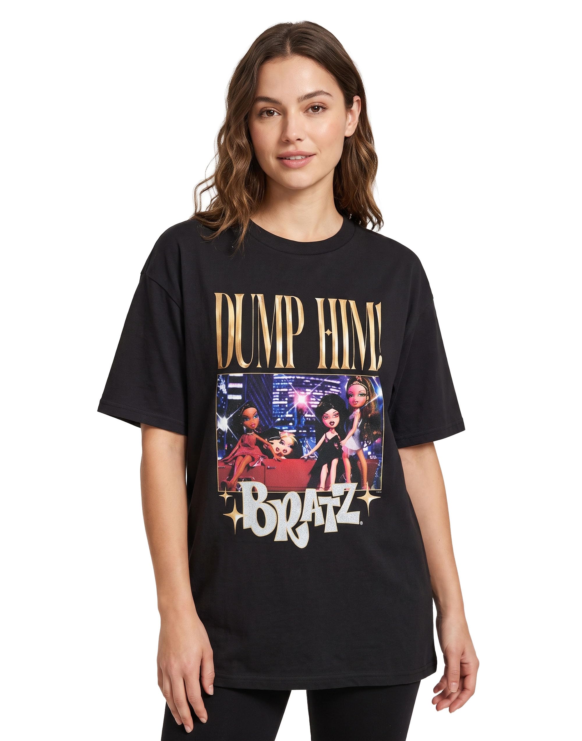 B&Q -  Bratz Womens Black Dump Him Short Sleeved T-Shirt (Xx-Large)