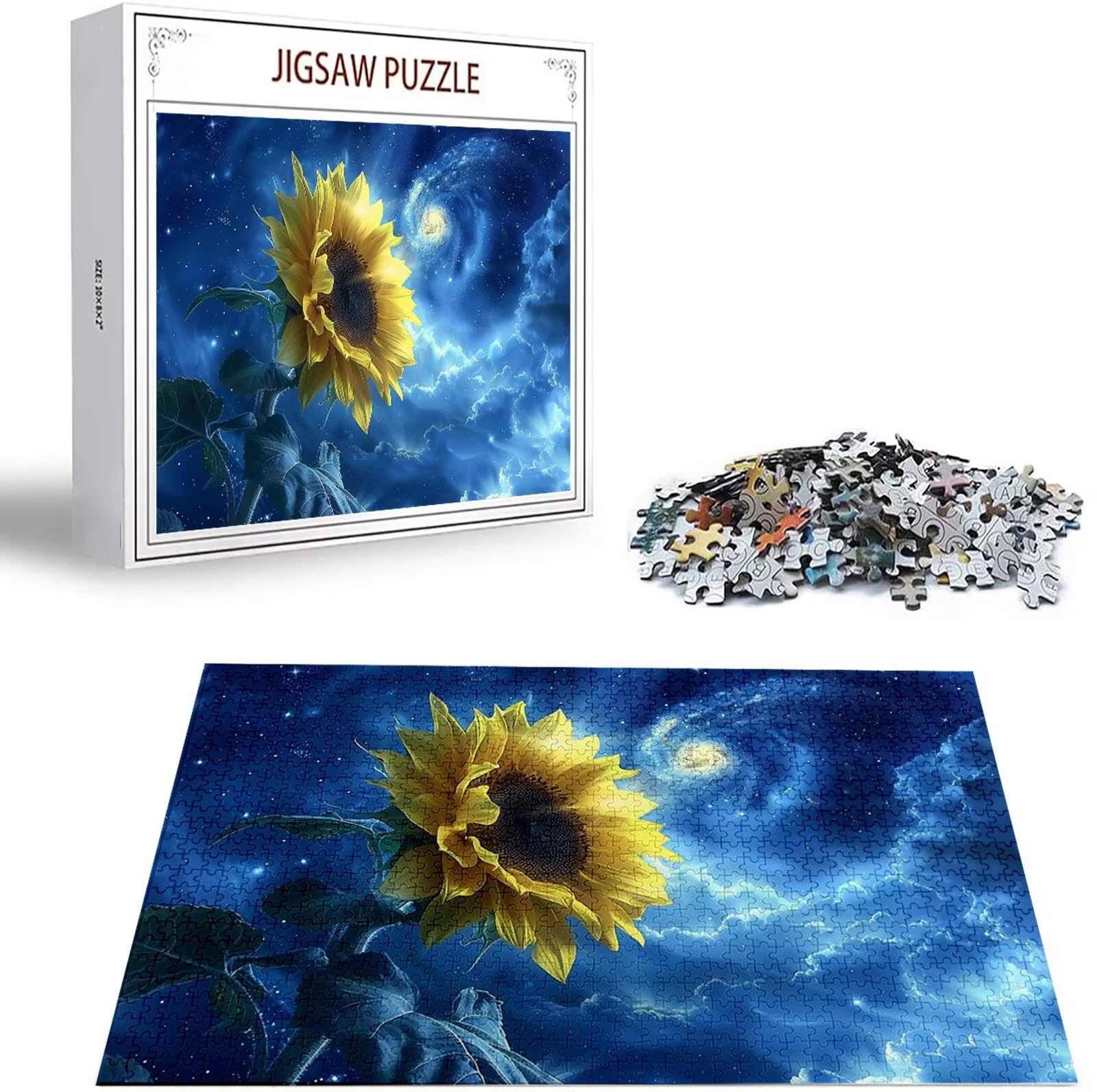 Puzzle 2000 Pezzi, 3 4 5 Anni Puzzle Cielo stellato 6 7 8 Anni Giochi Educativi Sostenibili Con Motivi Per Adulti Da Gioco in Legno Di Alta Qualità Jigsaw Girasole per Gioco Familiare, Regalo H-7538