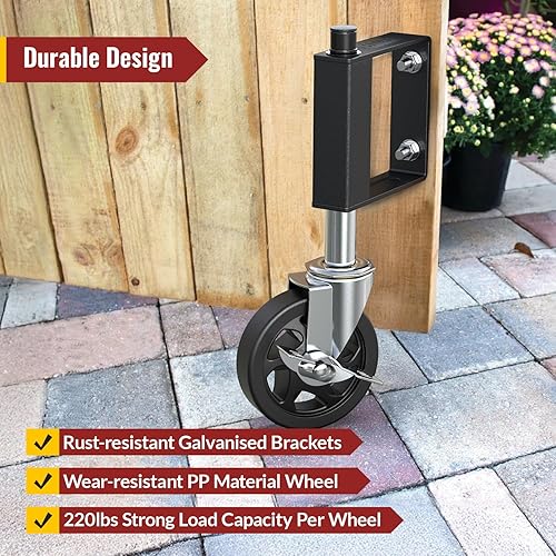 Vista 8 de Heavy Duty Gate Wheels for Fences, Yards, Farms, Gate Casters with Spring Loaded, 360 Degree Swivel Max Load Capacity 220lbs