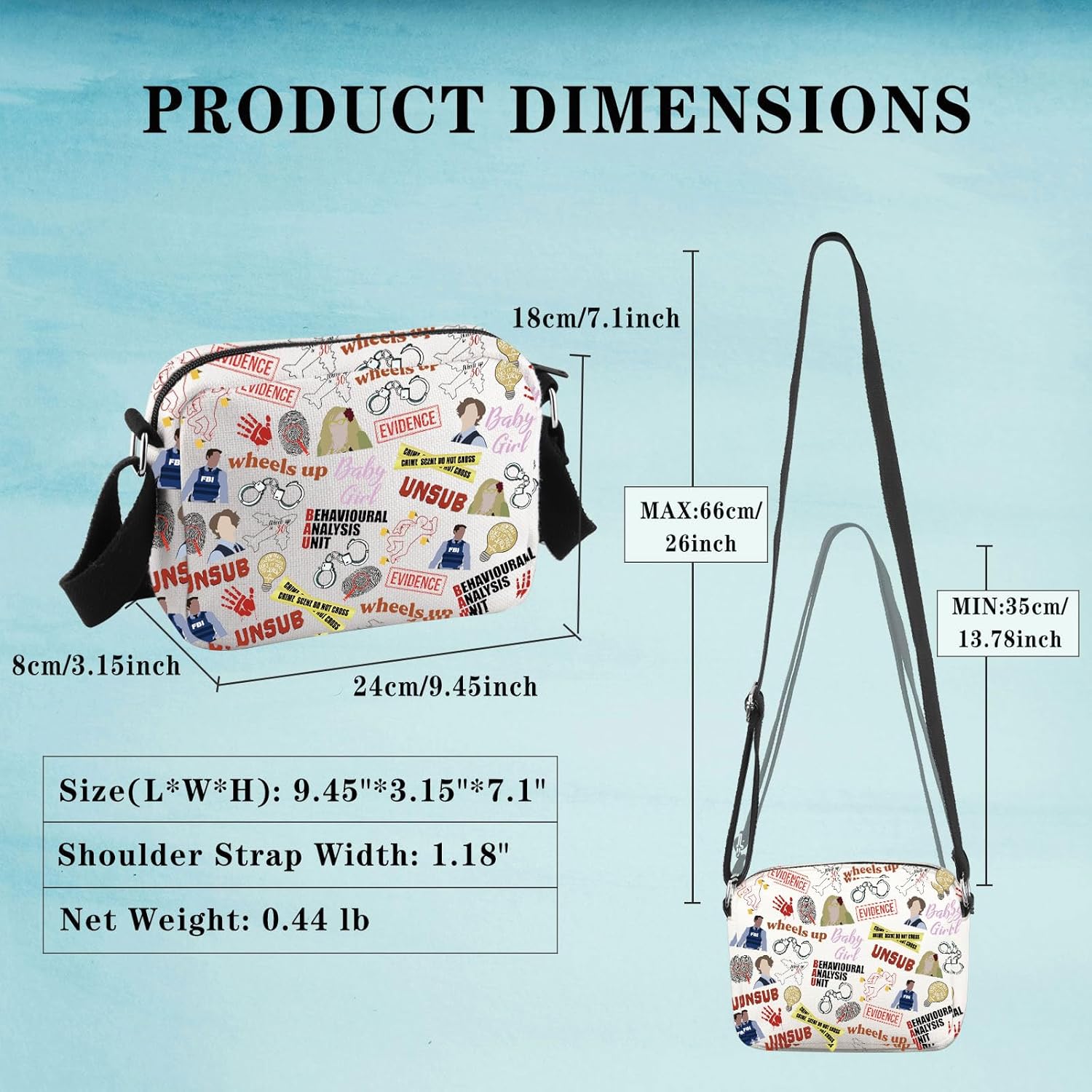 GJTIM TV Show Inspired Gift TV Show Merchandise Travel Bag Spencer Lover Gift Crime Show Crossbody Bag for Crime Fans (Criminal TV Pattern HKB) - Image 2