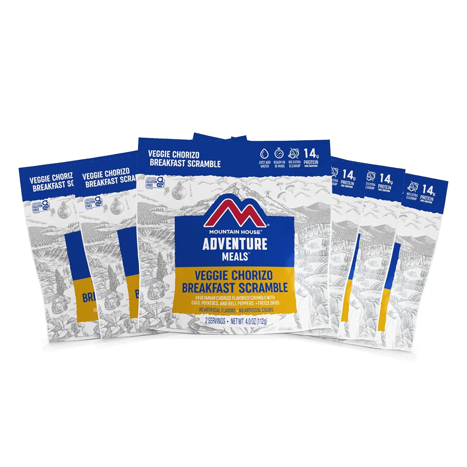 BEST BY JUL 2054 Mountain House Veggie Chorizo Breakfast Scramble | Freeze-Dried Backpacking & Camping Food | Gluten-Free & Vegetarian | 6-Pack